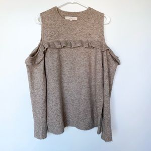 Loft Oversized Off The Shoulder Ruffle Sweater